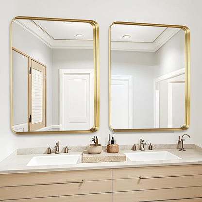 Fabuday Gold Bathroom Mirror - 30x36 Inch Over Sink Wall Mirrors for Bathroom, Rectangle Vanity Mirror for Bedroom, Living Room, Entryway, Horizontal or Vertical Hanging