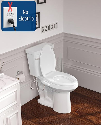 SAMODRA Bidet Toilet Seat with Soft Close Lid - Non-Electric Dual Nozzle System, Quick-Release for Easy Installation & Clean