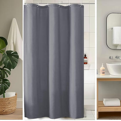 Zora 36 x 72 Inch Stall Fabric Shower Curtain - Soft Small Grey Shower Curtain for Bathroom for Narrow Stall Size, Machine Washable Water Resistance, Hotel Style, Grey