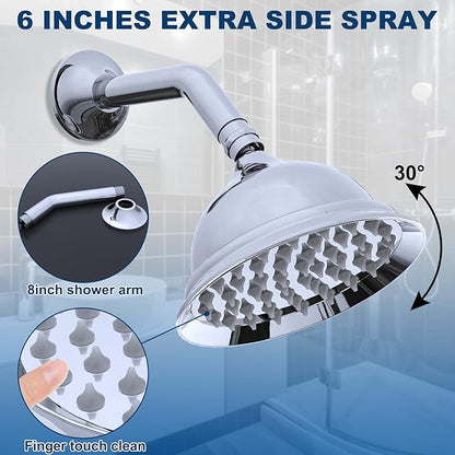 Antique Brass Shower System, 9" & 6" Dual Rain Heads and Handheld Spray Vintage Fixtures, 3-Function Dual Knob Valve with Separate Temperature Control, Chrome