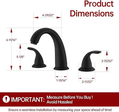 sumerain Matte Black Roman Tub Faucet with Valve, 3 Hole Deck Mount Bathtub Faucet High Flow