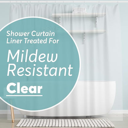 BigFoot Shower Curtain – 36 x 72 PEVA Premium Shower Curtain with Rustproof Metal Grommet and 2 Magnetic Weights – Odor Free and Compatible with Standard Showers, Clear