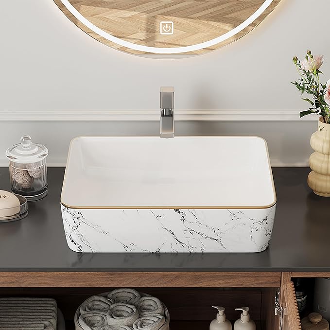 36" Modern Floating Bathroom Vanity with Single Sink - Wall Mounted Storage Bathroom Cabinet with Black Sintered Stone Countertop| Large Storage Space & Open Shelves, Dark Wood