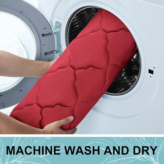 OLANLY Memory Foam Bath Mat Rug 30x20, Ultra Soft and Absorbent Bathroom Rugs, Non-Slip, Comfortable, Machine Washable Bath Carpet for Bathroom Floor, Tub, Shower and Home Decor Accessories, Red