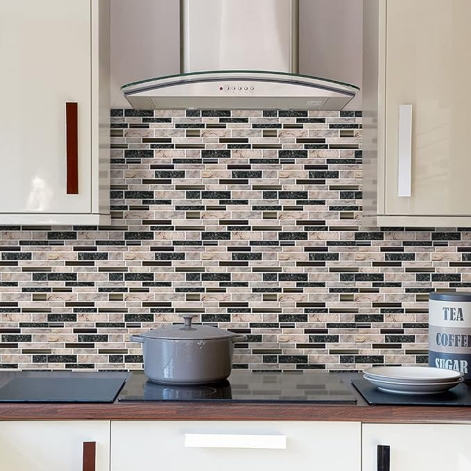 STICKGOO Thicker Design Peel and Stick Tile Backsplash, 12”×12”Stick on Backsplash for Kitchen, Self Adhesive Tile for Kitchen Backsplash and Bathroom(10 Sheets, Gray)