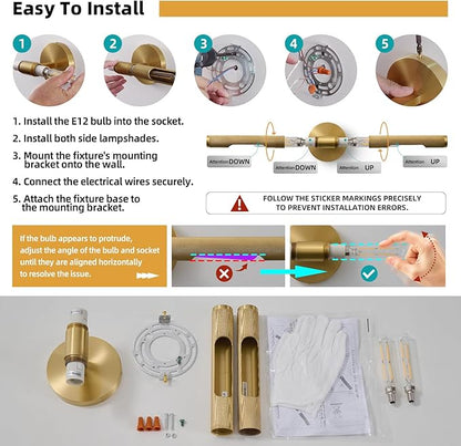 Museum Gallery Bathroom Picture Light - 24 Inch Long Gold Brass Dimmable Hardwired Wall Sconces with E12 Bulb - Frame Pictures Art Deco Sconce Lights for Painting Photo Artwork Library Vanity Over