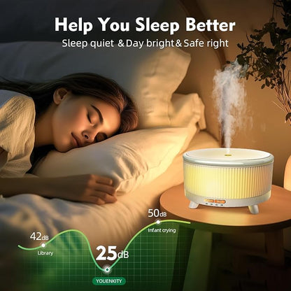20-Hour Long-Lasting Aromatherapy, 500ML Essential Oil Diffuser | Ultrasonic Cool Mist Humidifier with Remote Control, 7 Color Lights, Timer, Auto-Off for Home/Bedroom/Yoga (Minimalist White)