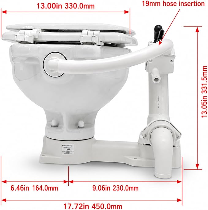 SEAFLO Manually Operated Marine Toilet Head