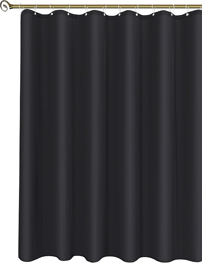 Fabric Shower Curtain Liner 54"W x 72"L-Black Narrow Stall Shower Liners | Hotel Quality Water Resistant Shower Liners for Bathroom-Machine Washable Cloth Polyester Light Weight Bath Curtain RV Dorms