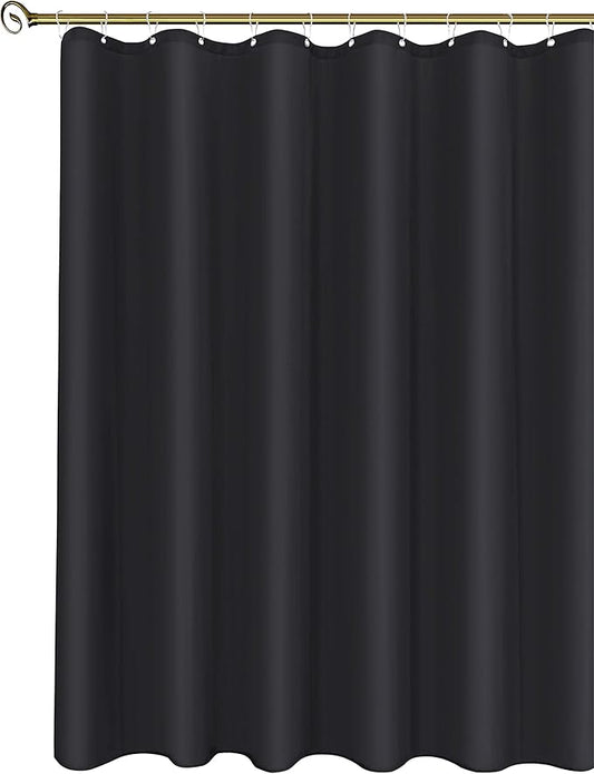 Biscaynebay Fabric Wide Shower Curtain Liners 84" Width by 72" Length, Black Water Resistant Bathroom Curtains, Rust Resistant Grommets Top Weighted Bottom Machine Washable