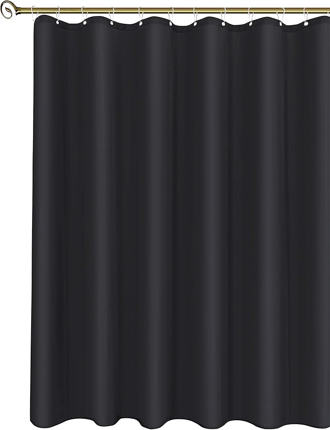 Biscaynebay Fabric Narrow Shower Stall Curtain Liners 36" Width by 72" Length, Black Water Resistant Bathroom Curtains, Rust Resistant Grommets (6 Holes) Weighted Bottom Machine Washable