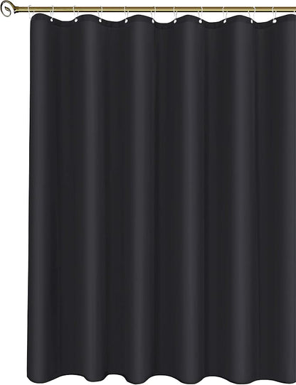 Fabric Shower Curtain Liner 72"W x 108"L-Black Extra Long Shower Liners | Hotel Quality Water Resistant Machine Washable Shower Liner-Cloth Polyester Light Weight High Ceilings Bathroom Curtain Liner