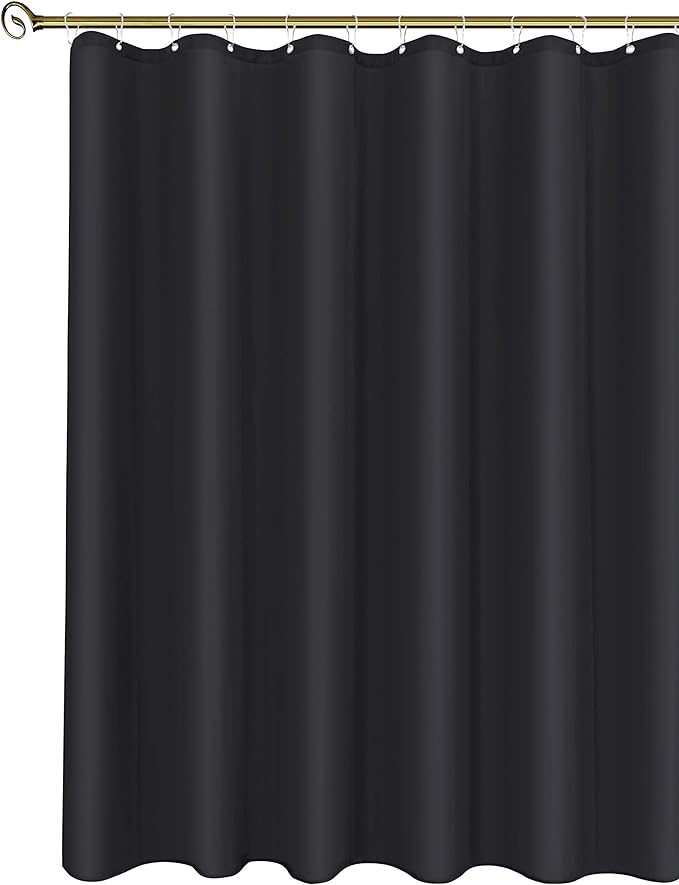 Fabric Shower Curtain Liner 60x72 Inch-Black Standard Size Shower Liners | Hotel Quality Water Resistant Shower Liners for Bathroom-Machine Washable Cloth Polyester Bath Curtain-Rental Apartment Home