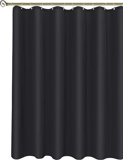 Fabric Shower Curtain Liner 60x72 Inch-Black Standard Size Shower Liners | Hotel Quality Water Resistant Shower Liners for Bathroom-Machine Washable Cloth Polyester Bath Curtain-Rental Apartment Home