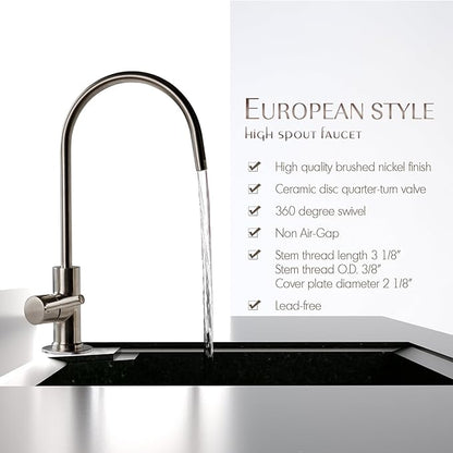 iSpring GA1-AW Heavy Duty Contemporary Style High Spout Kitchen Bar Sink Non-Air Gap Drinking Water Faucet in Antique Wine - 1/4"