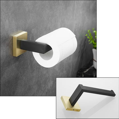 Bathroom Hardware Set 23.6-Inch Towel Bar,2pcs Towel Hook,Toilet Paper Holder,Hand Towel Holder Stainless Steel Black/Gold Bathroom Accessories GTS3190BBG