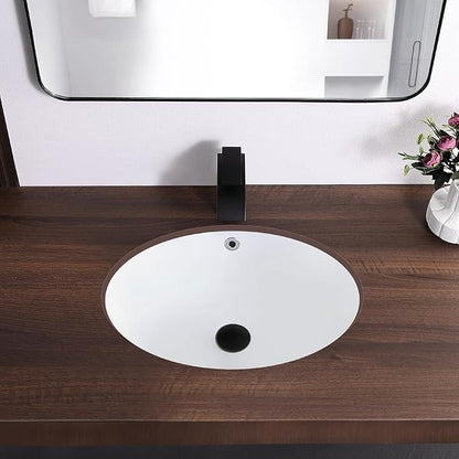 20.5 Inch Undermount Bathroom Sink Oval Undermount Sink White Ceramic Under Counter Bathroom Sinks with Overflow (20.5"x15.4")