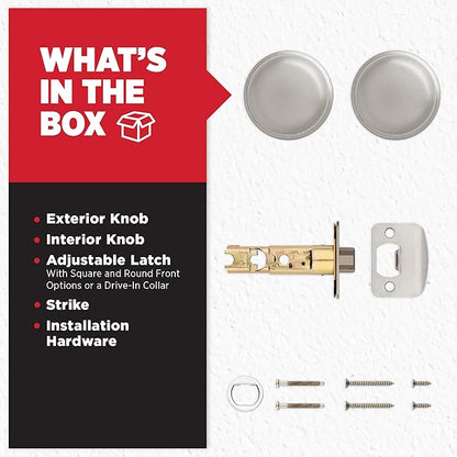 Kwikset Juno Interior Passage Door Knob, Handle for Closet and Hallway Doors, Non-Locking Doorknob in Satin Nickel, with Microban Protection (Pack of 10)