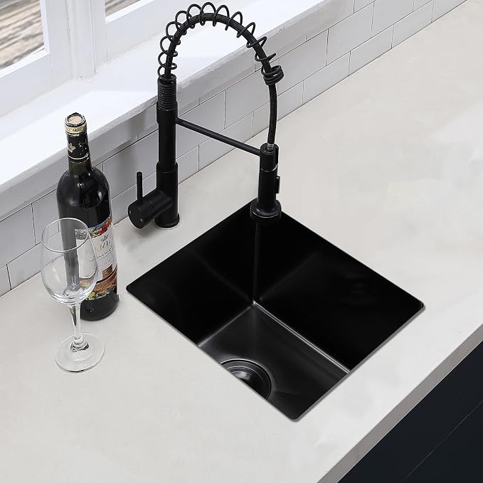 Hotis Gunmetal Black Undermount Bar Sink, Small Kitchen Sink, Black Bar Sink, Rv Otdoor Stainless Steel Wet Bar Prep Sink, 13 X 15 Inch Single Bowl