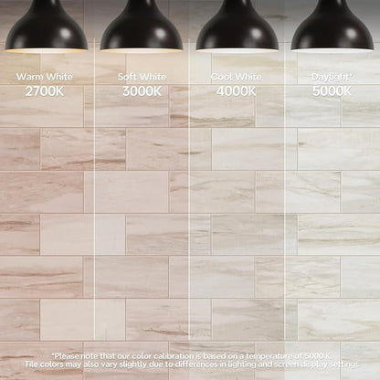 Vamos Tile 4-Piece Glossy Wooden Marble Grain Peel & Stick Backsplash Tile | 3''x6'' PVC Subway Tile with White Grout, Stick on Backsplash for Kitchen/Bathroom/Fireplace/Laundry/Camper