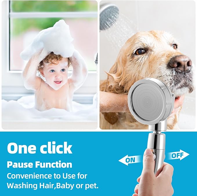 Marbrasse High Pressure Shower Head, Angle-Adjustable Water Saving Body Sprays… (Chrome, 2Pack)