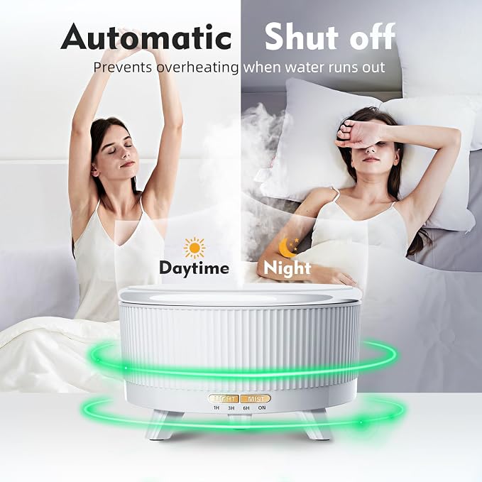 20-Hour Long-Lasting Aromatherapy, 500ML Essential Oil Diffuser | Ultrasonic Cool Mist Humidifier with Remote Control, 7 Color Lights, Timer, Auto-Off for Home/Bedroom/Yoga (Minimalist White)