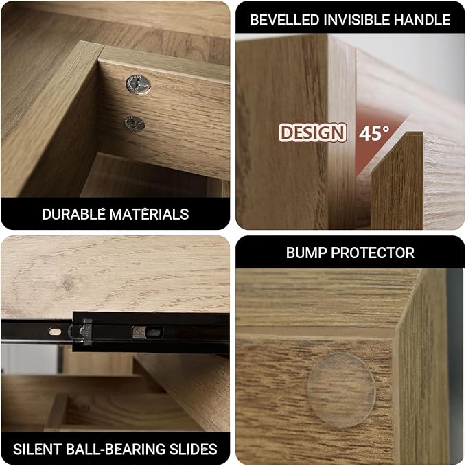 Floating Bathroom Vanity Without Sink Wall Mounted Cabinet with 2 Soft-Close Drawers and Doors, Moisture-Resistant MDF,Large Storage for Small Space(24")