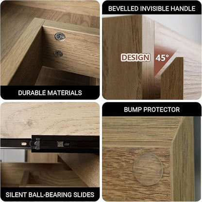 Floating Bathroom Vanity Without Sink Wall Mounted Cabinet with 2 Soft-Close Drawers and Doors, Moisture-Resistant MDF,Large Storage for Small Space(24")
