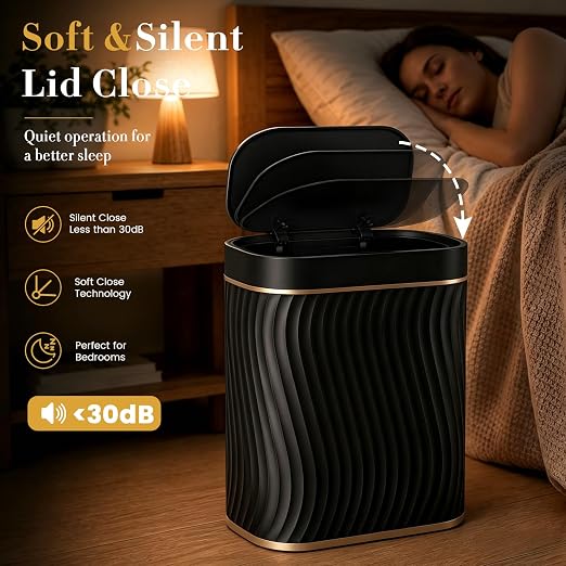 Ogikey Bathroom Small Trash Can with Automatic Touchless Lid, 2.6 Gallon Smart Garbage Can Narrow Waterproof Trash Bin for Bedroom, Office, Living Room