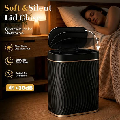 Ogikey Bathroom Small Trash Can with Automatic Touchless Lid, 2.6 Gallon Smart Garbage Can Narrow Waterproof Trash Bin for Bedroom, Office, Living Room