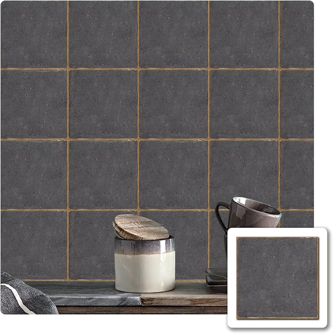 Alwayspon Stone Effect Vinyl Sticker Peel and Stick, Self-Adhesive Wall Tile Transfers Backsplash Sticker Decal for Kitchen Bathroom, 6x6inch/15x15cm 30Pcs, T027