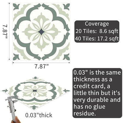 MORCART Peel and Stick Floor Tile, 20Pcs - 7.87" x 7.87" Vinyl Flooring Waterproof DIY Flooring for Bathroom, Kitchen, Fireplace, Pet House, Wall, Stairs, Bedrooms