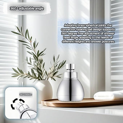 High Pressure Shower Head with 45 Self-Cleaning Nozzles, 360° Brass Ball Joint, Anti-Clogging & Leakproof, Powerful Jet for Low Water Pressure, SPA Rainfall Experience