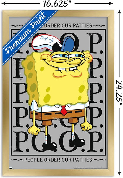 Trends International Nickelodeon Spongebob - P.O.O.P. Wall Poster, 22.4L x 14.7W, Gold Framed Version
