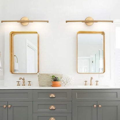 Gold Bathroom Light Fixtures Over Mirror 24 Inch, 18W 360° Rotatable Dimmable 4000K Led Brass Vanity Lighting Fixture, Brushed Gold Bathroom Vanity Lights Above Mirror