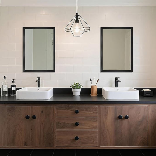 Ruomeng Rectangular Wall Mirror 20" x 28" for Bathroom, Bedroom, Entryway, Living Room, Black