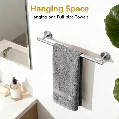 Brushed Nickel Towel Bar, 18 Inch Bathroom Towel Rack | Towel Holder Wall Mounted, Thicken SUS304 Stainless Steel Towel Rod Modern Home Decor (Total Length 20 Inch)
