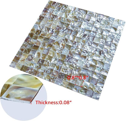 Art3d Mother of Pearl Backsplash Wall Tile in Natural Polychromy, Tile 11.8 x 11.8In Pack of 6（Brown）