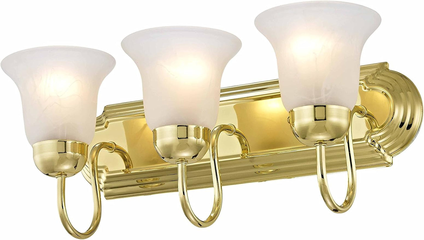 Livex Lighting 1073-02 Riviera 3-Light Bath Light, Polished Brass, 18 x 8 x 8