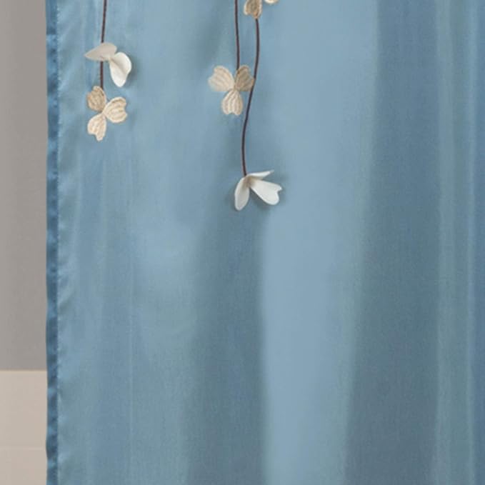 Lush Decor Flower Drops Shower Curtain Single 72" W x 72" L Blue & White - Fabric Shower Curtains for Bathroom - Floral Bathroom Curtain -Bathroom Decor