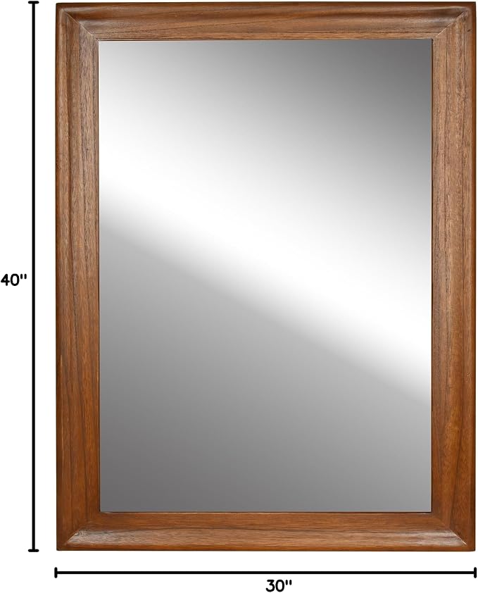 CULER Wood Wall Mirror for Bathroom, Rectangle,30 x 40 inch,Walnut Brown | Rustic Hanging Mirrors, Wooden Frame, For Living Room, Bedroom, Entryway