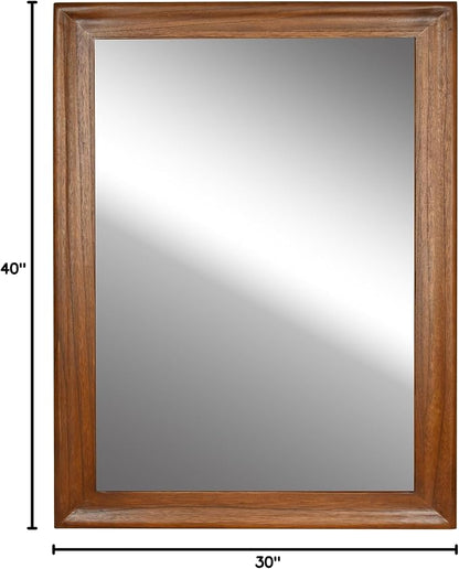 CULER Wood Wall Mirror for Bathroom, Rectangle,30 x 40 inch,Walnut Brown | Rustic Hanging Mirrors, Wooden Frame, For Living Room, Bedroom, Entryway