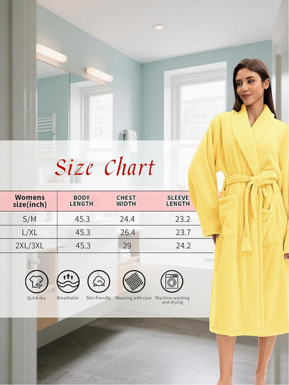 Soft Robe For Women，Warm Plush Bath Robes Female，Spa Towel After Shower Lightweight Long Bathrobe