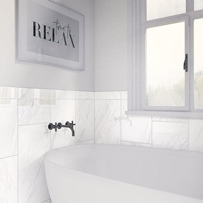 Daltile Perpetuo 12" x 24" Porcelain Marble Look Wall & Floor Tile in Polishied Timeless White (9 pieces per carton) (17.01 sqft per carton)