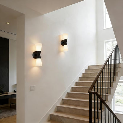 Wall Sconces Set of 2 for Bathroom, Modern Indoor Vanity Light Fixtures 13", Up Down Lighting, Wall Mount Lamp for Living Room Bedroom Hallway Stairway Fireplace Mirror E26 Base 2PC White&Black