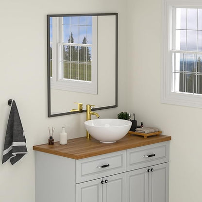 Logmey 16" Round Bathroom Sink 16x16 Small White Vessel Sink Modern Above Counter Porcelain Ceramic Vessel Vanity Sink Bowl for Bathroom