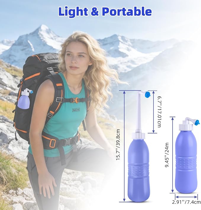 Hibbent Portable Bidet Sprayer and Travel Bidet with Hand Held Bidet Bottle for Personal Cleansing Use Extended Nozzle - Personal Hygiene Care Toilet Bidet Shower/Bathroom Bidet Spray -21.8oz(620ml)
