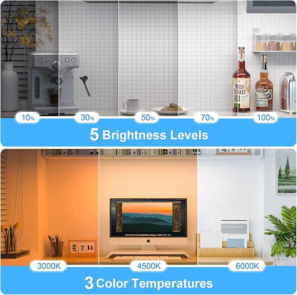 Ferswe 3W Rechargeable Light Bar, Touch Adjustable 3 Colors, 120 LED Mirror Lights, Magnetic for Cabinets, Makeup Battery, Stick On for Closet, Kitchen, Bedroom, Bathroom, Wall