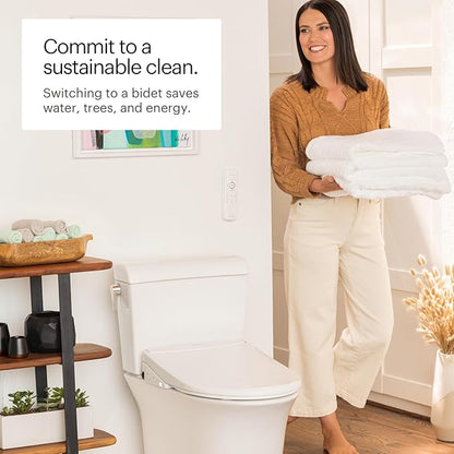 Brondell Thinline T44-EW Swash Electric Bidet Toilet Seat With Thin Profile, Heated,Remote Control, Oscillating Stainless Steel Nozzle, Warm Air Dryer, Night Light, Gentle Close Lid, Elongated
