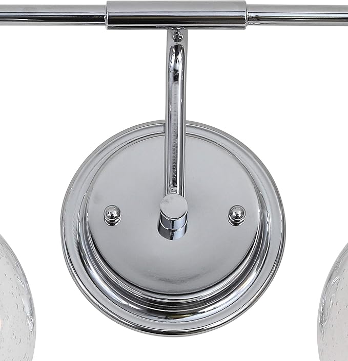 JONATHAN Y 24" Chrome Shirley 3-Light Bathroom Vanity Light, Metal Wall Sconce, Clear Seeded Glass Shade, Modern Transitional Farmhouse Fixture, LED Bulbs Included (JYL7405A)